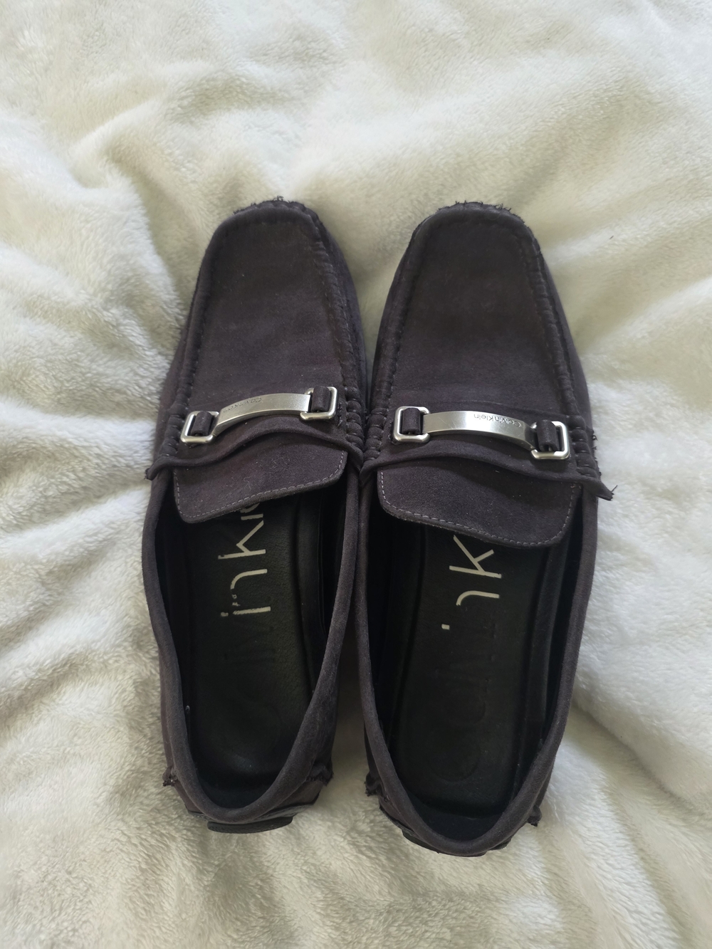 Calvin Klein Men's Dark Grey Suede Moccasin Loafers
